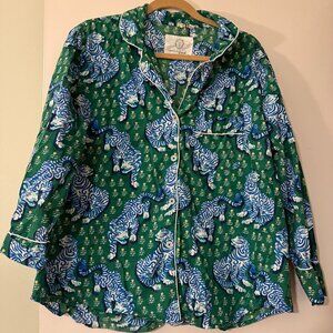 Printfresh PJ Pajama long-sleeved top green Tiger Queen